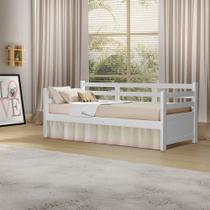 Cama Solteiro Babá Madeira Rústica Enjoy Mona Mais Nicho - Branco