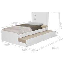 Cama Solteiro Barcelona Com Auxiliar - Branco - Tebarrot