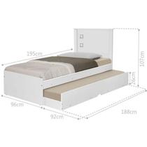 Cama Solteiro Barcelona Com Auxiliar - Branco - Tebarrot