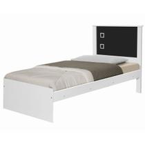 Cama Solteiro Barcelona Flex Branco/ Preto - Tebarrot