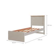 Cama Solteiro Barcelona Off White e Madeira
