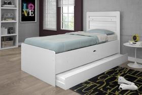 Cama Solteiro Baú Com cama auxiliar Framar Larissa Branca Cama Solteiro Baú Com cama auxiliar Framar Larissa Branca