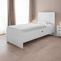 Cama Solteiro Baú Larissa Branca Com Colchão Cama Solteiro Baú Larissa Branca Com Colchão