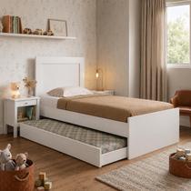 Cama Solteiro Bibox Luara com Cama Auxiliar para Quarto Infantil Juvenil e Dormitório - Branco