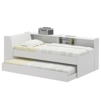 Cama Solteiro Bicama Bau Estante 2 Nichos BB2829 Branco Dtall