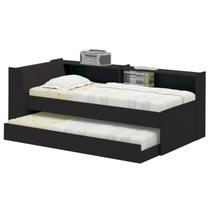 Cama Solteiro Bicama Bau Estante 2 Nichos BB2829 Preto Dtall