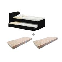 Cama Solteiro Bicama Com 2 Colchões Ditália Bb-28 Preto