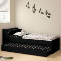 Cama Solteiro Bicama Ditália BB-28 Preto cozy