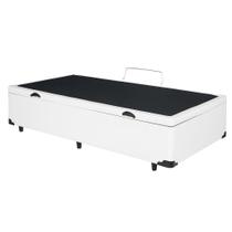 Cama Solteiro Branca Estrutura Reforçada Baú Embutido Quarto Pistão a Gás