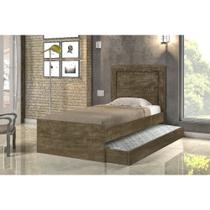 Cama Solteiro Cambel Luara com Auxiliar Castanho Wood