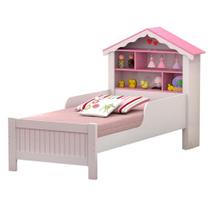 Cama Solteiro Casa Princesa Branco Rosa Vitamov