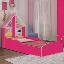 Cama Solteiro Casinha 090 Cm Pink Plc - Gelius