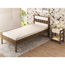 Cama Solteiro CM8006 E Mesa De Cabeceira AZ1016 QT5 Nogal Branco Tecno Mobili Cama Solteiro CM8006 E Mesa De Cabeceira AZ1016 QT5 Nogal Branco Tecno Mobili