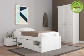 Cama Solteiro com 3 Gavetas e 1 Mesa de Cabeceira Charme Cama Solteiro com 3 Gavetas e 1 Mesa de Cabeceira Charme
