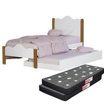 Cama Solteiro com Auxiliar 2 Colchões 188x88 Inclusos 100% MDF Resistente