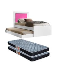 Cama Solteiro Com Auxiliar Bicama Luara Quarto Compacto Design Moderno Varias Cores Com 2 Colchão d 20