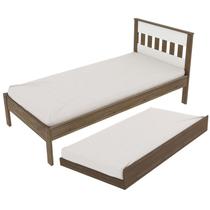 Cama Solteiro Com Auxiliar CM8006 CM8008 QT8 Nogal Branco Tecno Mobili Cama Solteiro Com Auxiliar CM8006 CM8008 QT8 Nogal Branco Tecno Mobili