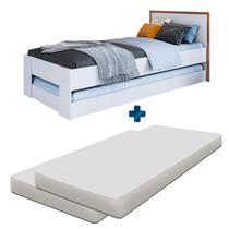 Cama Solteiro Com Auxiliar E 2 Colchões Branco Lomita Shop JM