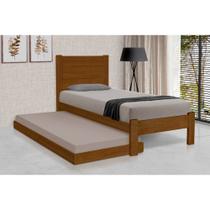 Cama Solteiro com Auxiliar Madeira Lara - Castanho