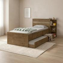 Cama Solteiro com Baú 2 Gavetas e 3 Nichos Jade Marrom Cama Solteiro com Baú 2 Gavetas e 3 Nichos Jade Marrom
