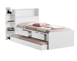 cama solteiro com bau duas gavetas cama auxiliar cor branca