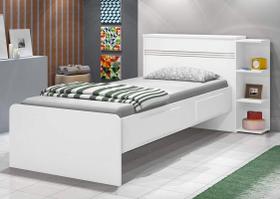 Cama Solteiro com Baú e 2 Gavetas Branco/Lilás J&A Móveis Jade 90x127x218