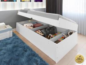 Cama solteiro com bau framar camila branca mdf/mdp Cama solteiro com bau framar camila branca mdf/mdp