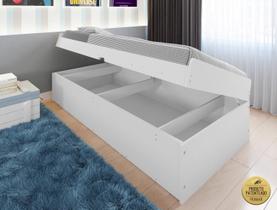 Cama solteiro com bau framar camila branca mdf/mdp Cama solteiro com bau framar camila branca mdf/mdp