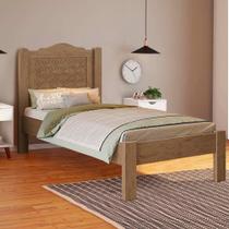 Cama Solteiro Com Cabeceira 100% MDF Castanho Stevie Shop Jm