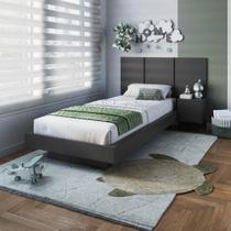 Cama Solteiro com Cabeceira 122cm e Mesa Cabeceira Suspensa