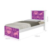 Cama Solteiro com Cabeceira Adesivada Carruagem Princesa Cama Solteiro com Cabeceira Adesivada Carruagem Princesa
