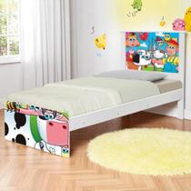 Cama Solteiro com Cabeceira Adesivada Fazendinha Feliz