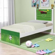 Cama Solteiro com Cabeceira Adesivada Futebol Gramado