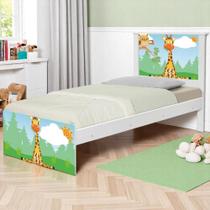 Cama Solteiro com Cabeceira Adesivada Safari Girafa Cama Solteiro com Cabeceira Adesivada Safari Girafa