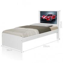 Cama Solteiro com Cabeceira Carro Sport Vermelho