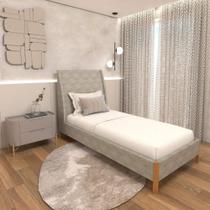 Cama Solteiro com Cabeceira e Mesa de Cabeceira 100% MDF