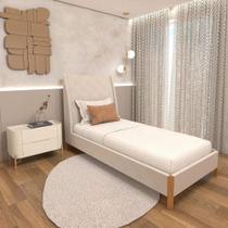 Cama Solteiro com Cabeceira e Mesa de Cabeceira 100% MDF