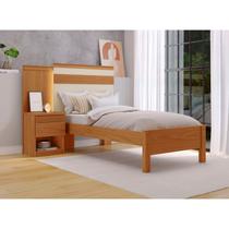 Cama Solteiro com Cabeceira e Mesa de Cabeceira 100% MDF Granada