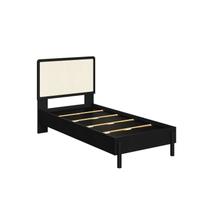 Cama Solteiro com Cabeceira Telada e Pé Madeira Maciça 102cm Oslo Preto/Nero Cama Solteiro com Cabeceira Telada e Pé Madeira Maciça 102cm Oslo Preto/Nero