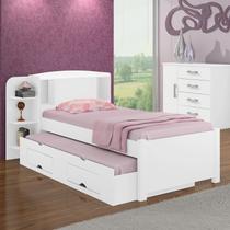 Cama Solteiro com Cama Auxiliar - Milênio Plus-Branco - Móveis D'Doro Cama Solteiro com Cama Auxiliar - Milênio Plus-Branco - Móveis D'Doro