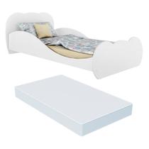 Cama Solteiro com Colchão Incluso 88 x 188 cm 100% MDF Safira Multimóveis FG2761 Branca