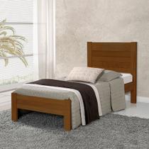 Cama Solteiro com Colchão Lara Madeira Maciça Vintage Retrô Reforçada Alta Qualidade Castanho