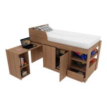 Cama Solteiro Com Escrivaninha Multimóveis Vcr35067 Amêndoa Cama Solteiro Com Escrivaninha Multimóveis Vcr35067 Amêndoa
