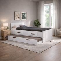 Cama Solteiro com Gaveta e Cama Auxiliar Cindy Branco Cama Solteiro com Gaveta e Cama Auxiliar Cindy Branco