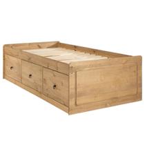 Cama Solteiro com Gaveteiro de Madeira Maciça Marrom Antique Cama Solteiro com Gaveteiro de Madeira Maciça Marrom Antique