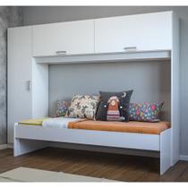 Cama Solteiro com Guarda-Roupas/Roupeiro para Colchão 88 x 188 cm Multimóveis Branco