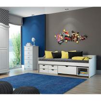 Cama Solteiro com Mesa de Apoio Floro Branca