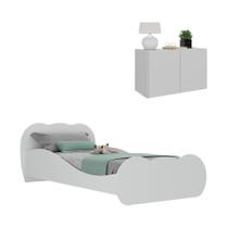 Cama Solteiro Com Mesa De Cabeceira 2 Portas Multimóveis Mp4175 Branca Branco Cama Solteiro Com Mesa De Cabeceira 2 Portas Multimóveis Mp4175 Branca Branco