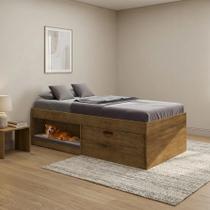 Cama Solteiro com Sapateira e Nicho Laura Jequitibá Yescasa Marrom/Jequitiba Cama Solteiro com Sapateira e Nicho Laura Jequitibá Yescasa Marrom/Jequitiba