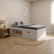 Cama Solteiro com Sapateira e Nicho Laura Yescasa Branco Cama Solteiro com Sapateira e Nicho Laura Yescasa Branco